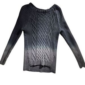 Michael Kors Black Cable Knit Sweater Ribbed Long Sleeve Pullover‎ SZ S GRADIENT